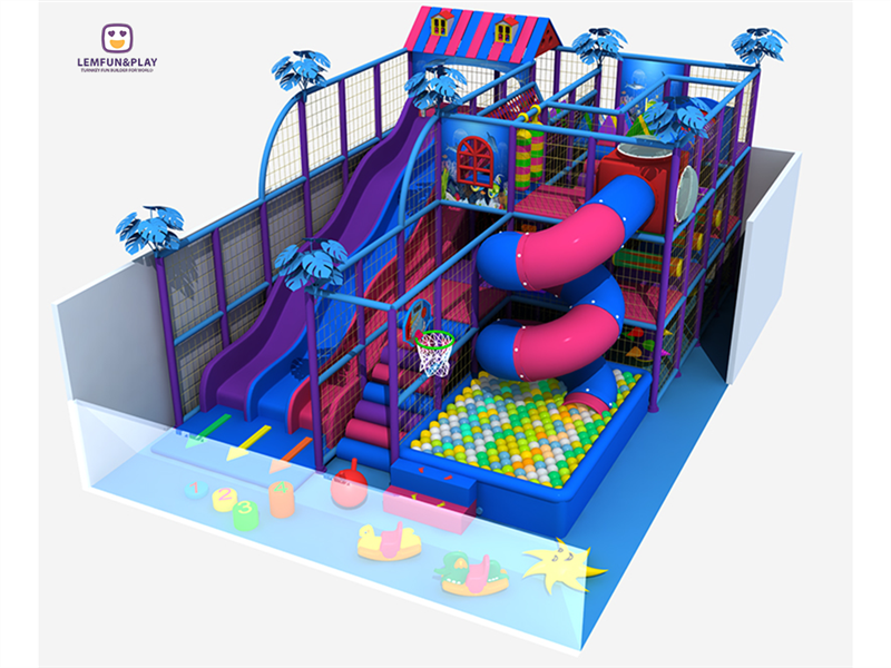 Professional Commercial Kids Indoor Playground With Large Slide For Sale LM-016