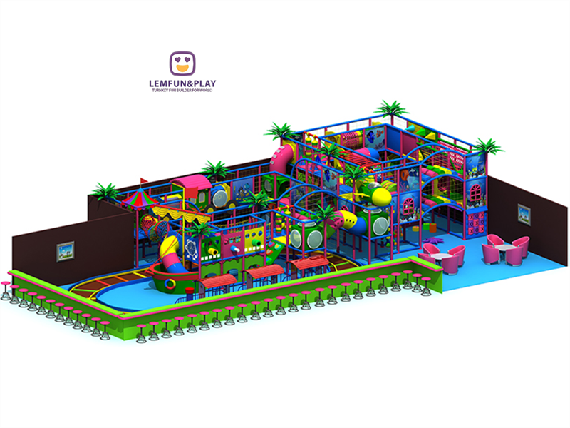 Popular Jungle Themed Kids Indoor Playground With Innovative Train Track For Sale LM-021 