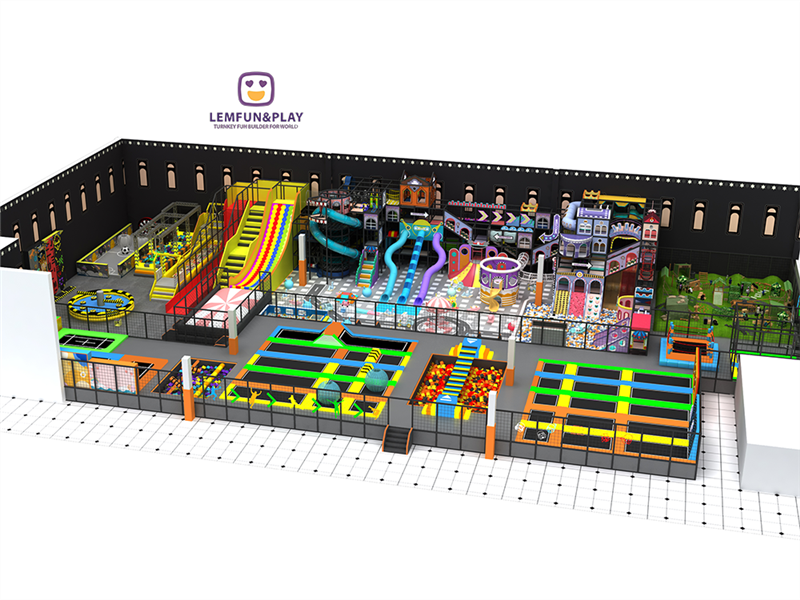 High Quality Indoor Trampoline Park With Exciting Slide For Kids