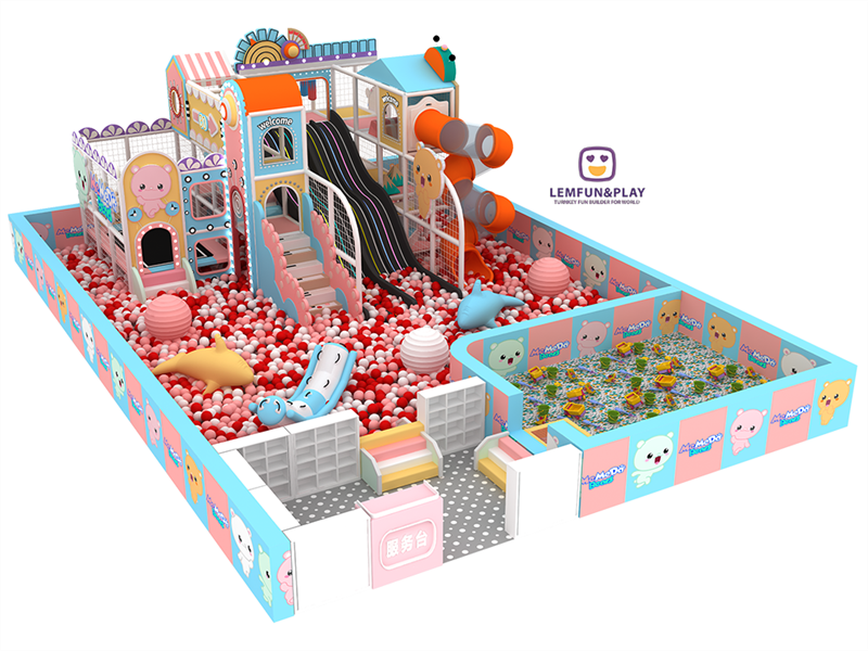 High Quality Durable Indoor Playground With Big Slide For Commercial Center LM-080