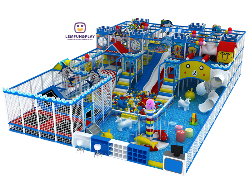 Hot Sale Ocean Themed Indoor Playground With Colorful Ladder For Sale LM-081