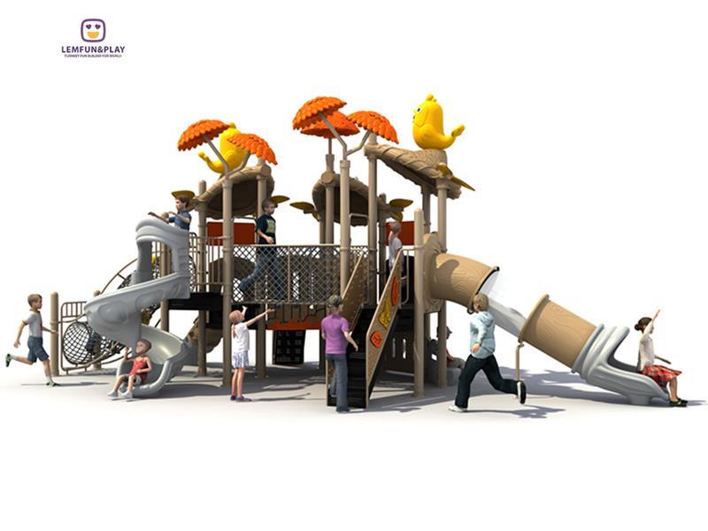 Popular Kids Outdoor Playground With Triple Slide For Sale LM-ZN003