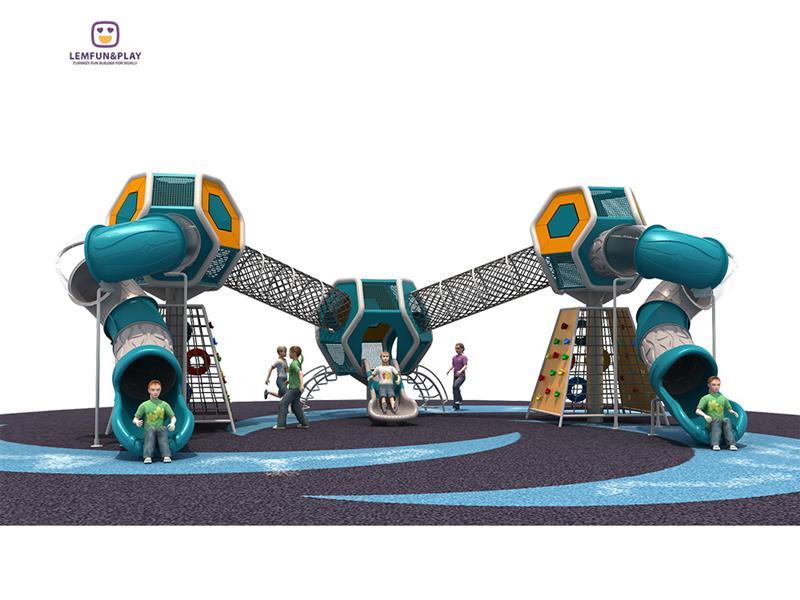 Commercial Outdoor Playground With Double S-slide LM-ZN029