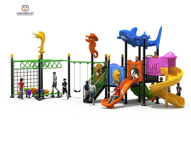 Ocean Theme Play Set Outdoor Playground Equipment With Swing And Slide LM-ZN059