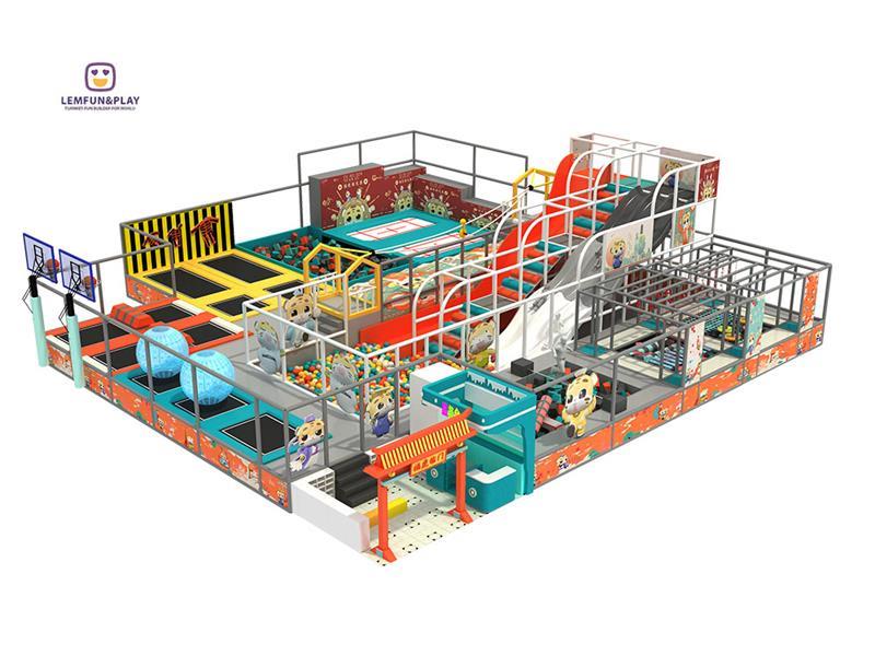 Large Indoor Trampoline Park with High Quality Devil Slide for Adult