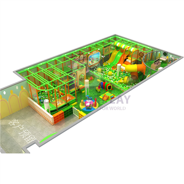 Jungle Themed Kids Indoor Playground Structure With Beautiful Slide for Sale